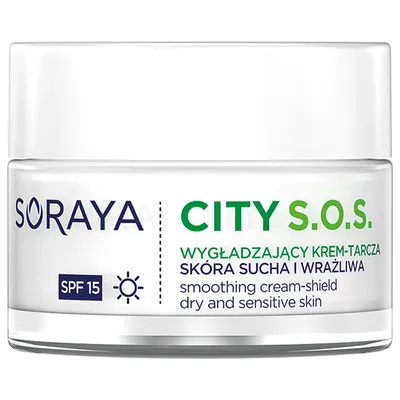 Soraya City S.O.S., Wygładzający krem-tarcza do skóry suchej i wrażliwej SPF 15