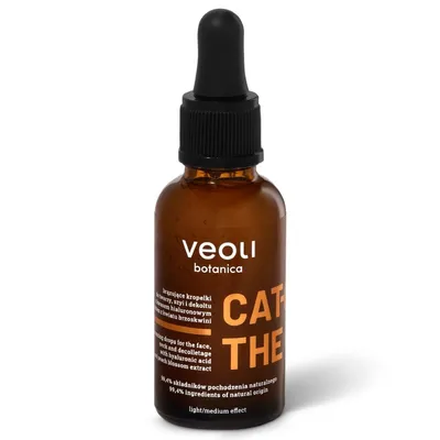 Veoli Botanica Catch the Sun, Brązujące kropelki do twarzy, szyi i dekoltu z kwasem hialuronowym i ekstraktem z kwiatu brzoskwini
