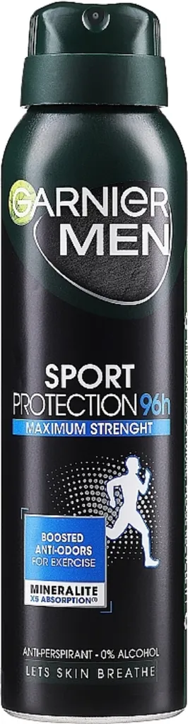 Garnier Men, Anti-perspirant Spray Sport Protection 96 H Maximum Strenght (Antyperspirant dla mężczyzn)