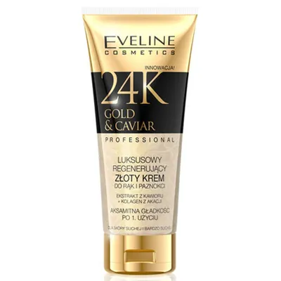 Eveline Cosmetics 24K Gold & Caviar, Luksusowy regenerujący złoty krem do rąk i paznokci