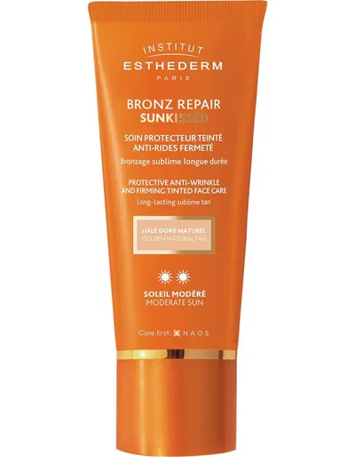 Institut Esthederm Bronz Repair Sunkissed (Przeciwzmarszczkowy krem ochronny do twarzy nadający złocisto - brązowy odcień)