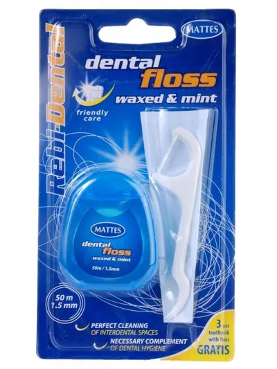 Rebicek Rebi-Dental, Dental Floss Waxed & Mint (Nić dentystyczna woskowana o smaku mięty pieprzowej)