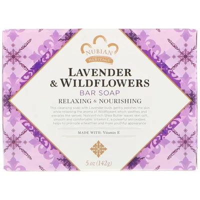 Nubian Heritage Shea Butter Soap with Lavender & Wildflowers (Mydło z płatkami lawendy i dzikich kwiatów)