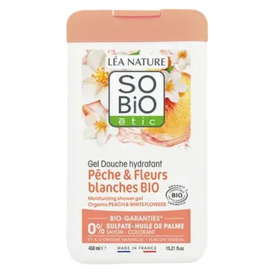 SO'BiO Etic Peach & White Flowers Moisturising Shower Gel (Nawilżający żel pod prysznic)
