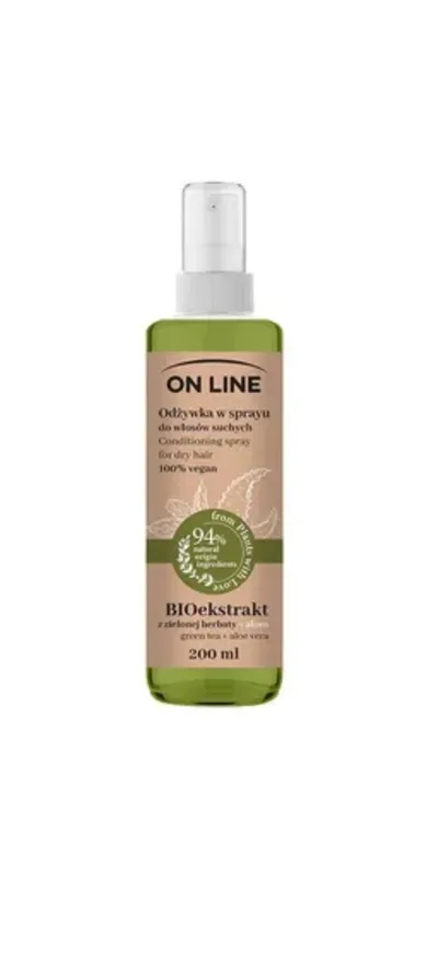 On Line From Plants With Love, Conditioning Spray (Odżywka w sprayu do włosów suchych `BIOekstrakt z zielonej herbaty i aloes`)