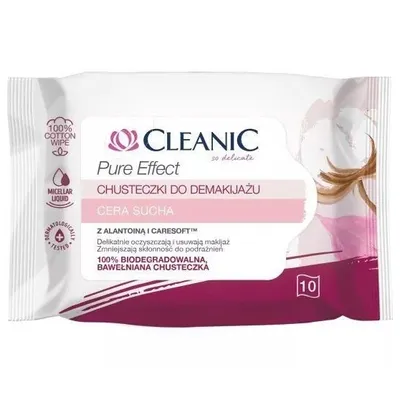 Cleanic Pure Effect, Chusteczki do demakijażu cera sucha