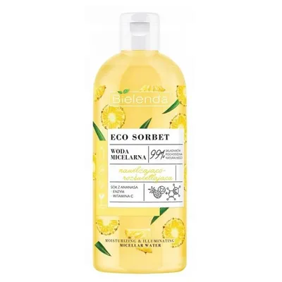 Bielenda Eco Sorbet, Nawilżająco - rozświetlająca woda micelarna `Ananas`