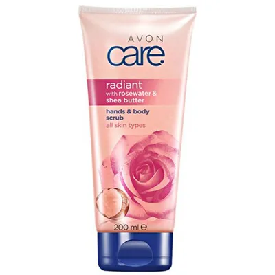 Avon Care, Radiant with Rose Water & Shea Butter, Hands & Body Scrub (Rozświetlający scrub do ciała z wodą różaną i masłem shea)