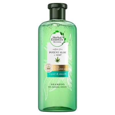 Herbal Essences Bio:renew, Real Botanicals, Potent Aloe & Hemp, Repair & Smooth Shampoo (Szampon do włosów `Regeneracja i wygładzenie`)
