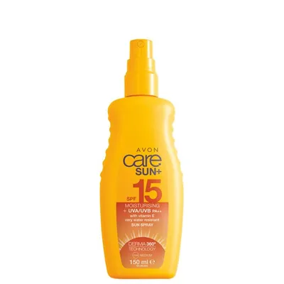 Avon Care, Sun+, Moisturising Sun Spray  SPF 15 (Nawilżające wodoodporne mleczko ochronne w sprayu do skóry wrażliwej SPF 15 - niska ochrona)