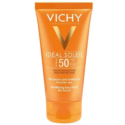 Vichy Ideal Soleil, Emulsion Anti-brillance Toucher Sec SPF 50 [Mattifying Face Fluid Dry Touch] (Matująca emulsja do twarzy SPF 50)