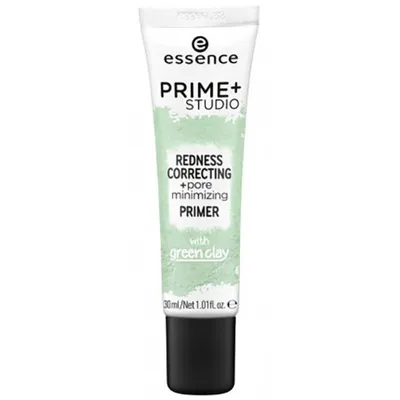Essence Prime + Studio, Redness Correcting Primer (Baza pod makijaż z zieloną glinką)