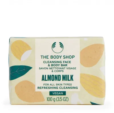 The Body Shop Almond Milk Cleansing Face & Body Bar Vegan (Oczyszczające wegańskie mydło do twarzy i ciała `Mleko Migdałowe`)