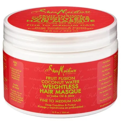 Shea Moisture Fruit Fusion Coconut Water, Weightless Hair Masque (lekka maska do włosów cienkich, kręconych i falowanych)