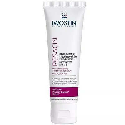Iwostin Rosacin, Krem na dzień łagodzący skórę z trądzikiem różowatym SPF 15