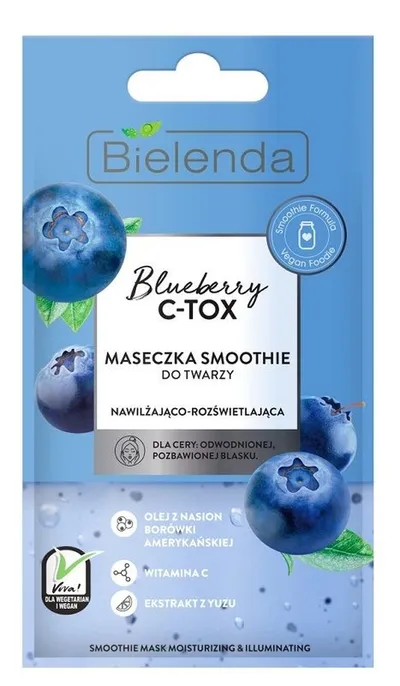 Bielenda Blueberry C-Tox, Maseczka smoothie do twarzy nawilżająco-rozświetlająca