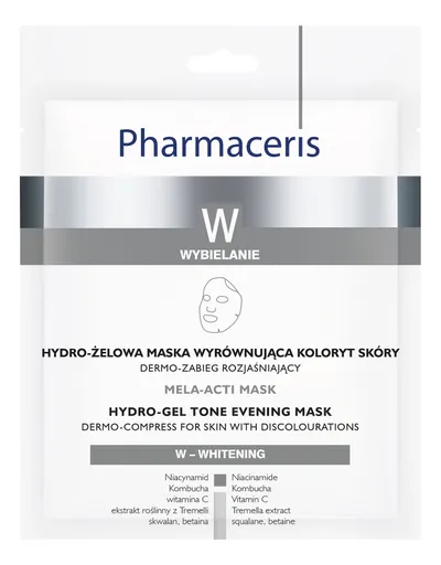 Pharmaceris W, Mela - Acti Mask, Hydro-żelowa maska wyrównująca koloryt skóry, Dermo - zabieg rozjaśniający