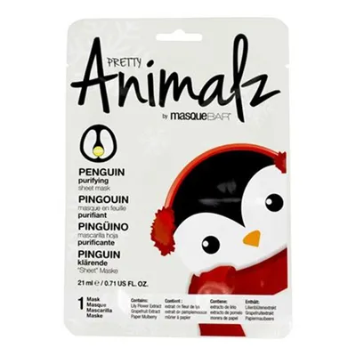 Masque Bar Pretty Animalz, Penguin Purifying Sheet Mask (Maseczka do twarzy na tkaninie `Pingwin`)