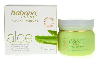 Babaria Natural Cosmetics Aloe Vera Anti-wrinkle Face Cream (Przeciwzmarszczkowy krem na dzien i na noc z kwasem hialuronowym i aloesem)