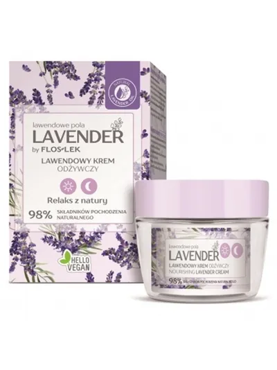 Floslek Lavender Lawendowe Pola by Floslek,  Lawendowy krem odżywczy na dzień i na noc z olejkiem lawendowym, cicą i peptydami