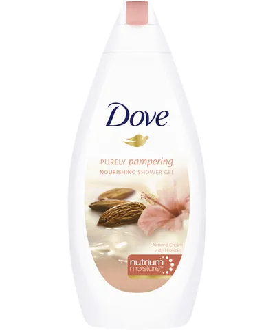 Dove Purely Pampering, Żel pod prysznic z mleczkiem migdałowym i hibiskusem (nowa wersja)
