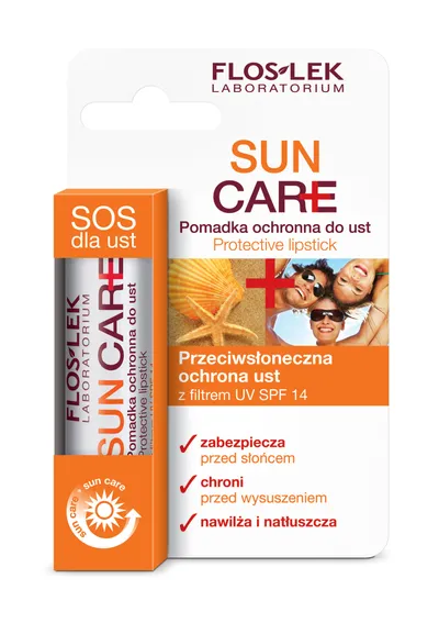 Floslek Sun Care, Pomadka ochronna do ust z witaminą E i filtrem UV SPF 14
