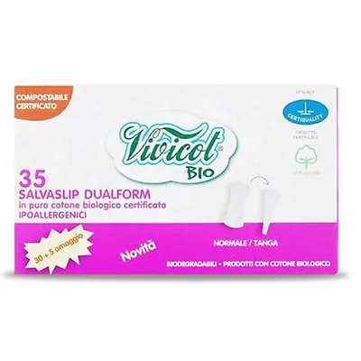 Vivicot Bio Salvaslip Dualform (Wkładki higieniczne  z organicznej bawełny  niebielone chlorem w 100 % kompostowalne)