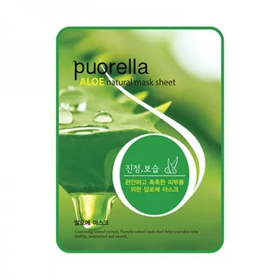 Puorella Aloe Natural Mask Sheet (Nawilżająca maska do twarzy w płacie z wyciągiem z aloesu)