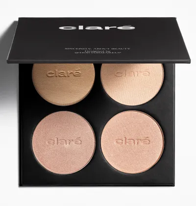 Clare.pro Makeup Surgery, 4 Silk Luminizing Powder Palette (Paleta 4 jedwabistych pudrów rozświetlających)