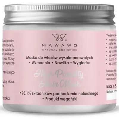 Mawawo Natural Cosmetics Maska do włosów wysokoporowatych
