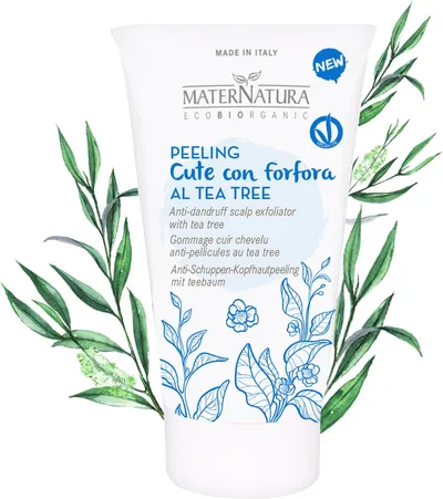 MaterNatura Peeling Cute con Forfora al Tea Tree (Przeciwłupieżowy peeling do skóry głowy z olejkiem z drzewa herbacianego)
