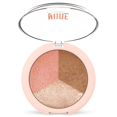 Golden Rose Nude Look, Baked Trio Face Powder (Wypiekane pudry do twarzy 3 w 1)