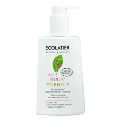 Ecolatier Girls' Friendly, Krem-mydło do higieny intymnej dla dzieci  pH 5,2 z ekstraktem z rumianku