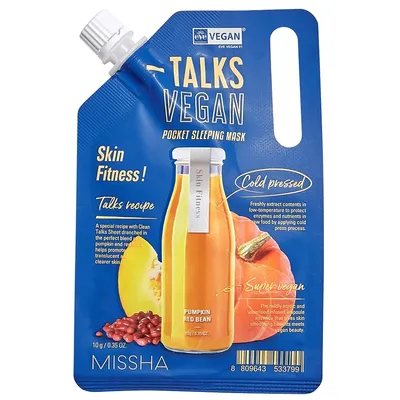 Missha Talks Vegan, Squeeze Pocket Sleeping Mask Skin Fitness (Wygładzająca maseczka całonocna)