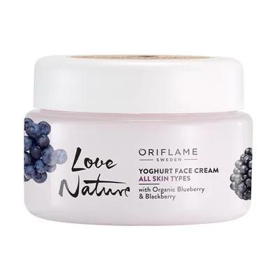 Oriflame Love Nature, Yoghurt Face Cream with Organic Blueberry & Blackberry (Krem do twarzy z owocami jagodowymi)