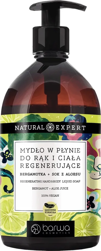 Barwa Natural Expert, Mydło w płynie do rąk i ciała regenerujące `Bergamotka i sok z aloesu`