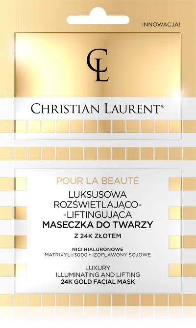 Christian Laurent Pour La Beaute, Luksusowa rozświetlająco – liftingujaca maseczka do twarzy z 24k złotem