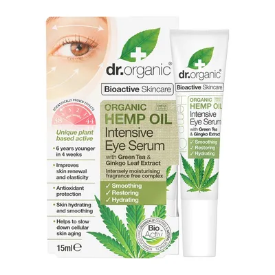 Dr.Organic Organic Hemp Oil, Intensive Eye Serum (Intensywne serum pod oczy z organicznym olejem z konopi siewnych)