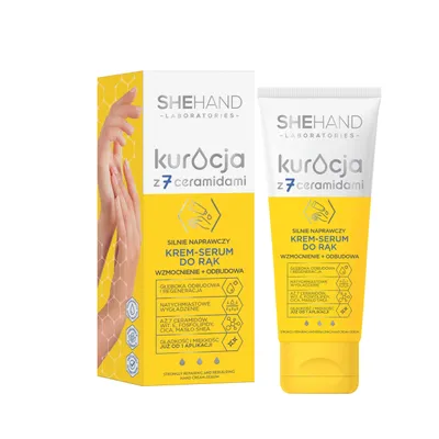 SheHand Kuracja z 7 Ceramidami Wzmocnienie + odbudowa, Silnie naprawczy krem-serum do rąk