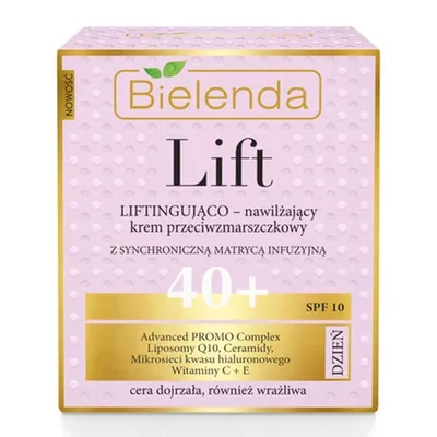 Bielenda Lift, Liftingująco - nawilżajacy krem przeciwzmarszczkowy na dzień 40+ SPF 10