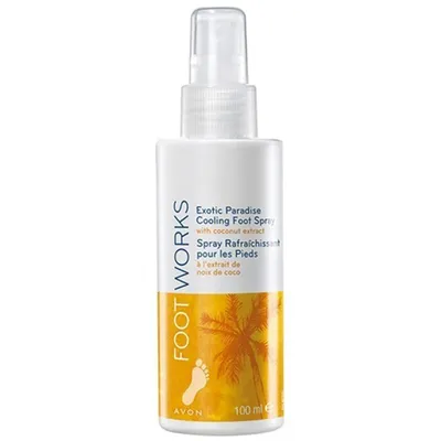 Avon Foot Works, Exotic Paradise, Cooling Foot Spray with  Coconut Extract (Tropikalny orzeźwiający spray do stóp)