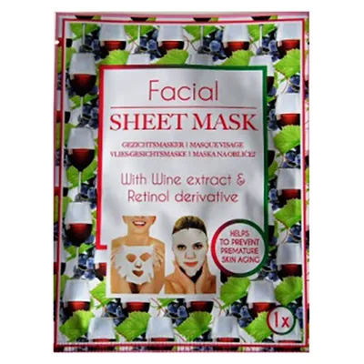 Action Facial Sheet Mask with Wine Extract & Retinol Derivative (Maseczka na twarz z ekstraktem z wina oraz pochodną retinolu)