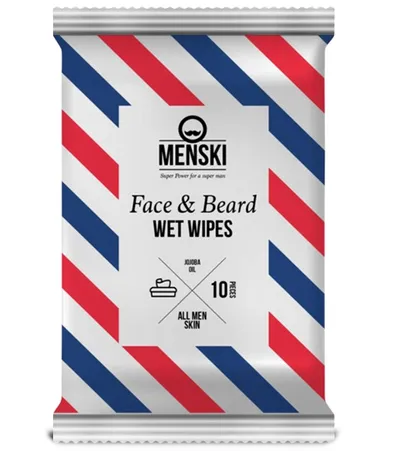 Menski Face & Beard Wet Wipes (Chusteczki odświeżające do twarzy i brody)