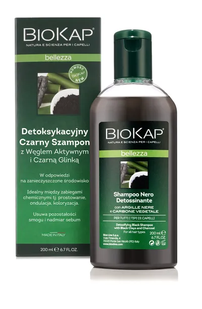 Bios Line Biokap, Bellezza Shampoo Nero Detossinannte (Czarny szampon detoksykacyjny)
