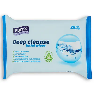 Purex Visage Deep Cleanse Facial Wipes (Chusteczki do demakijażu głęboko oczyszczające)