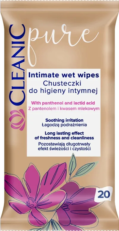 Cleanic Pure, Chusteczki do higieny intymnej z pantenolem i kwasem mlekowym