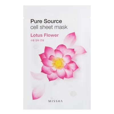 Missha Pure Source, Cell Sheet Mask 'Lotus Flower' (Maseczka w płachcie z ekstraktem z kwiatu lotosu)