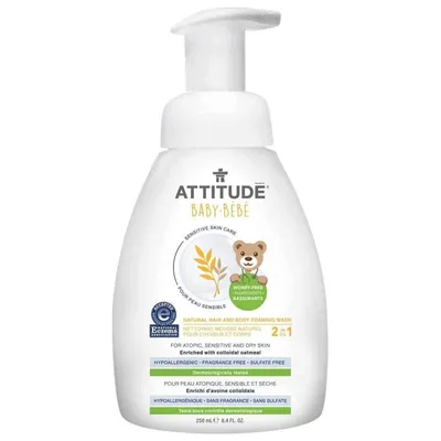 Attitude Baby, Hair & Body Foaming Wash (Pianka do mycia włosów i ciała dla dzieci i niemowląt)