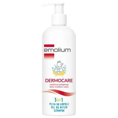 Emolium Dermocare, 3 w 1 Płyn do kąpieli, żel do mycia, szampon