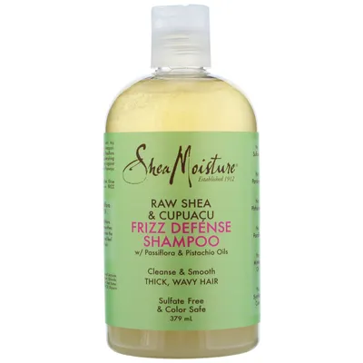 Shea Moisture Raw Shea & Cupuacu Frizz Defenze Shampoo with Passiflora and Pistachio Oil (Szampon przeciw puszeniu się włosów)